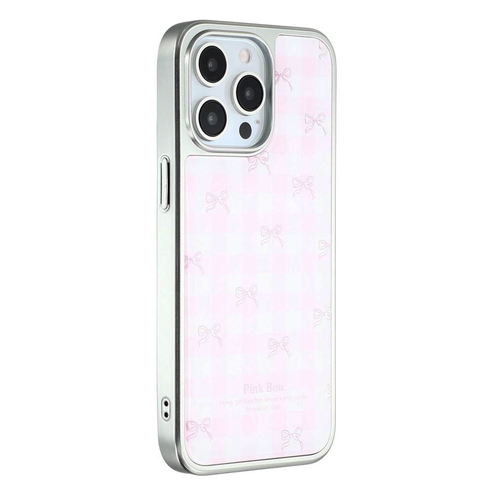 For iPhone 15 Pro Case Lacquered Epoxy Pattern TPU + Acrylic Phone Cover Large Camera Cutout - Bows