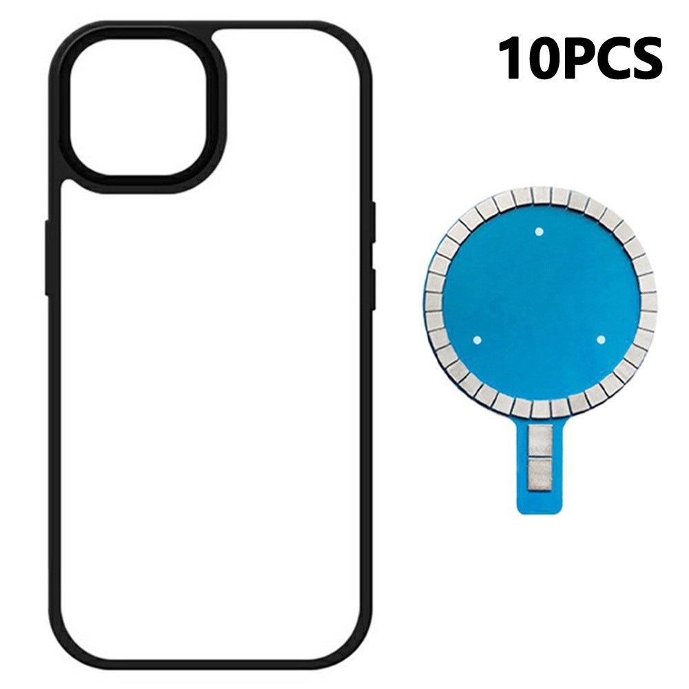10Pcs For iPhone 13 Pro Case DIY Blank Heat Transfer TPU + PC Phone Back Cover with Magnetic Ring