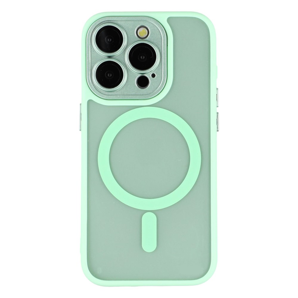 For iPhone 15 Pro Max Case Compatible with MagSafe PC + TPU Matte Phone Cover with Glass Lens Film - Light Green