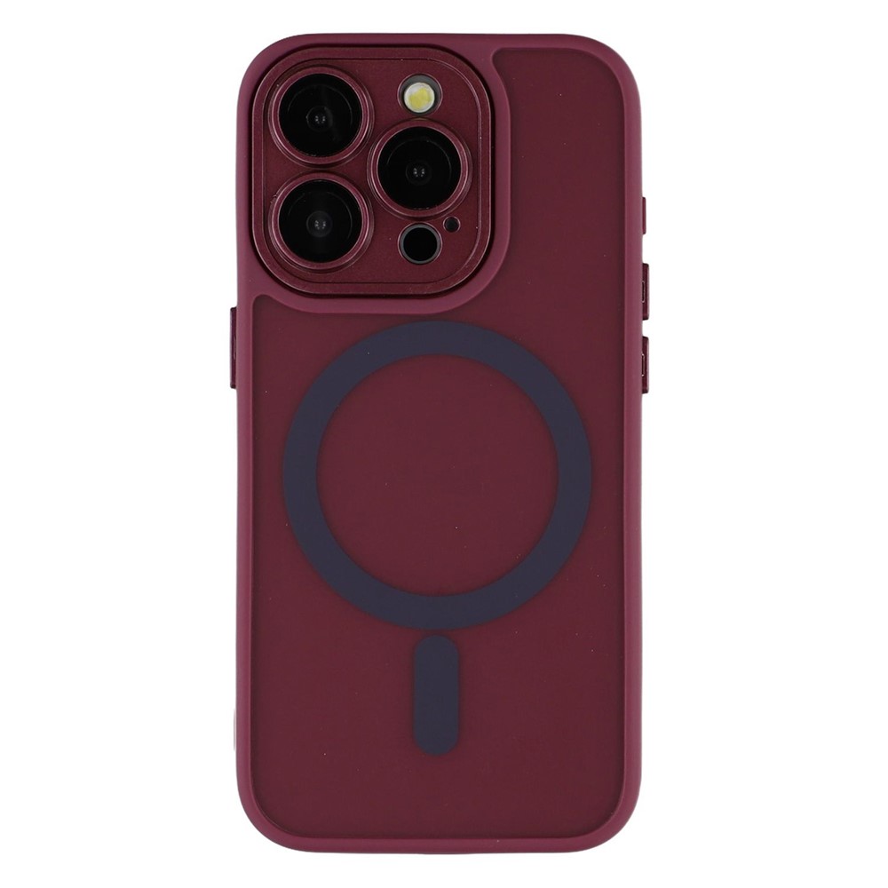 For iPhone 13 Pro Case Compatible with MagSafe PC + TPU Matte Phone Cover with Glass Lens Film - Red