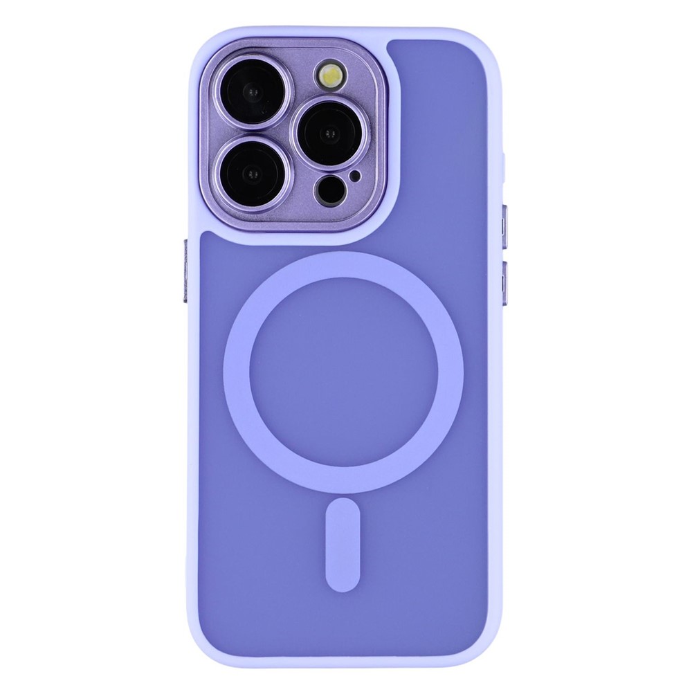 For iPhone 13 Pro Case Compatible with MagSafe PC + TPU Matte Phone Cover with Glass Lens Film - Light Purple