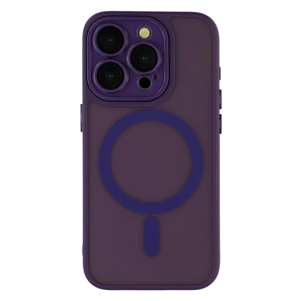 For iPhone 13 Pro Case Compatible with MagSafe PC + TPU Matte Phone Cover with Glass Lens Film - Dark Purple
