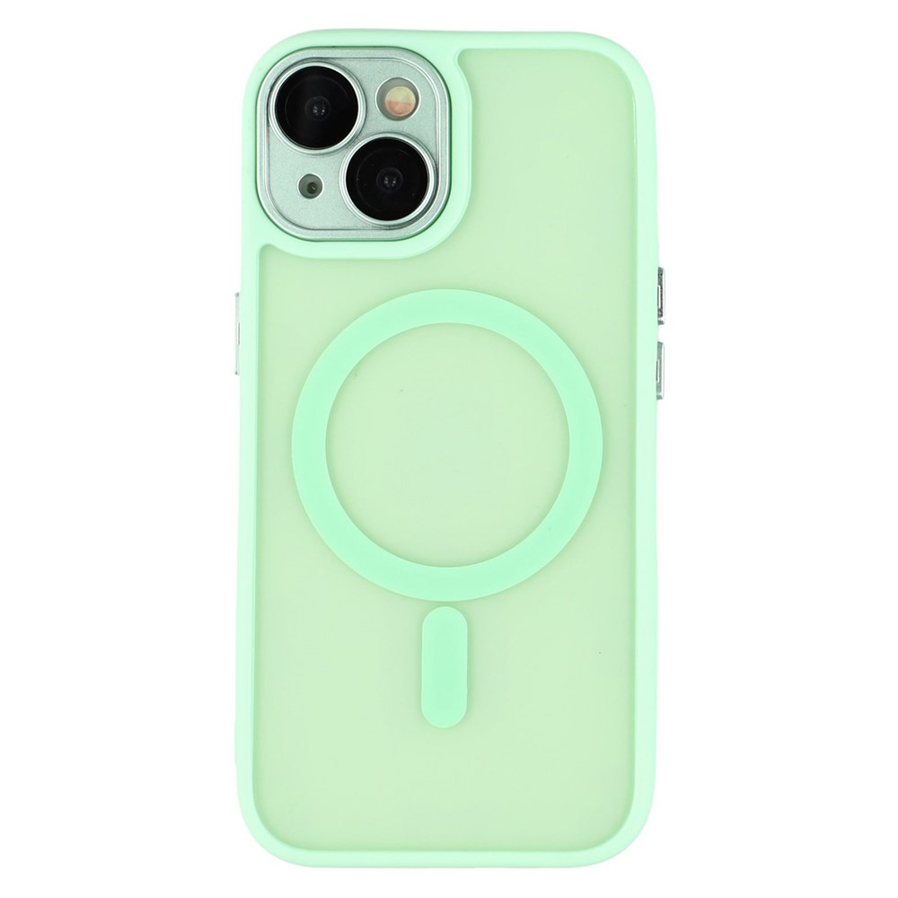 For iPhone 14 Case Compatible with MagSafe PC + TPU Matte Phone Cover with Glass Lens Film - Light Green