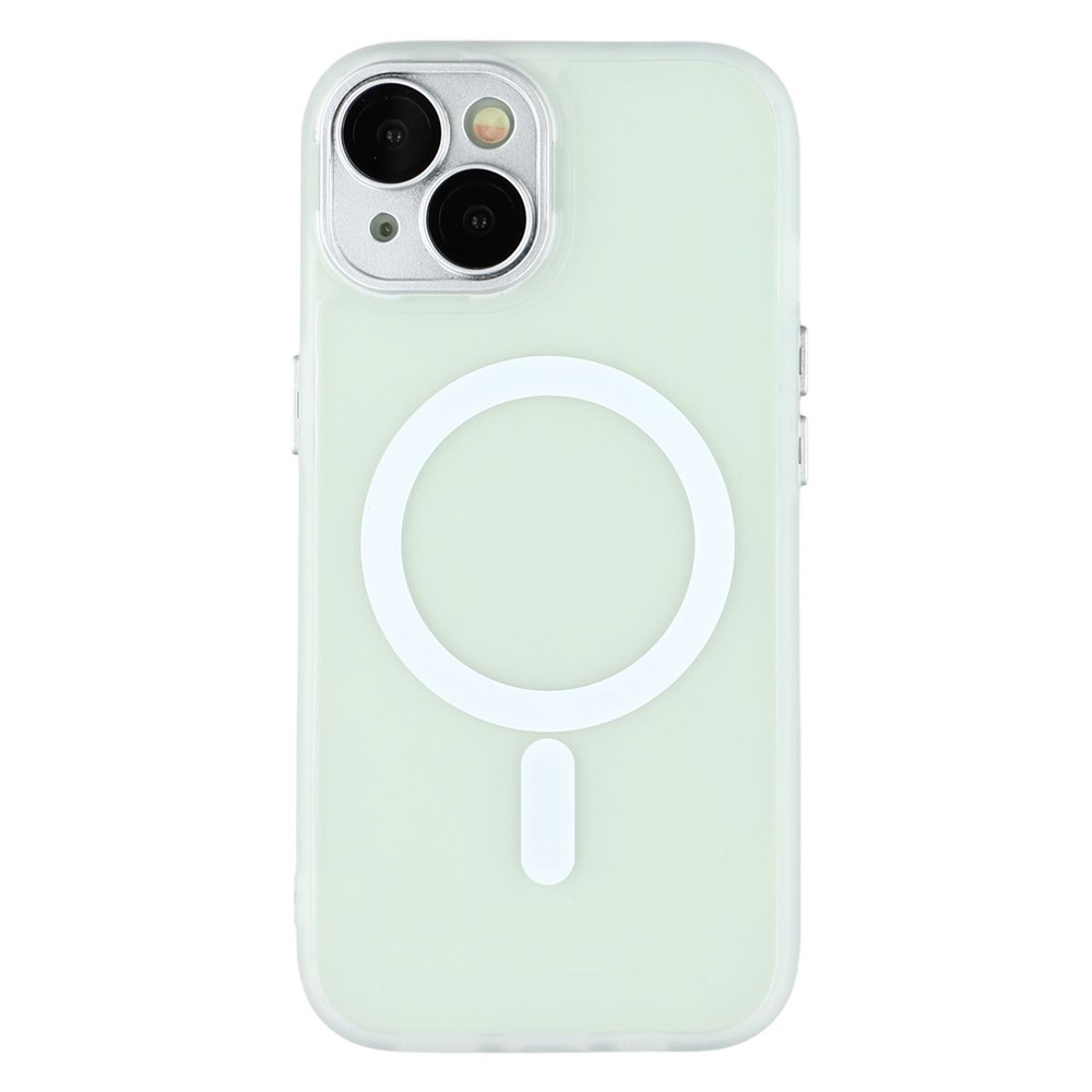 For iPhone 13 Case Compatible with MagSafe PC + TPU Matte Phone Cover with Glass Lens Film - Transparent White