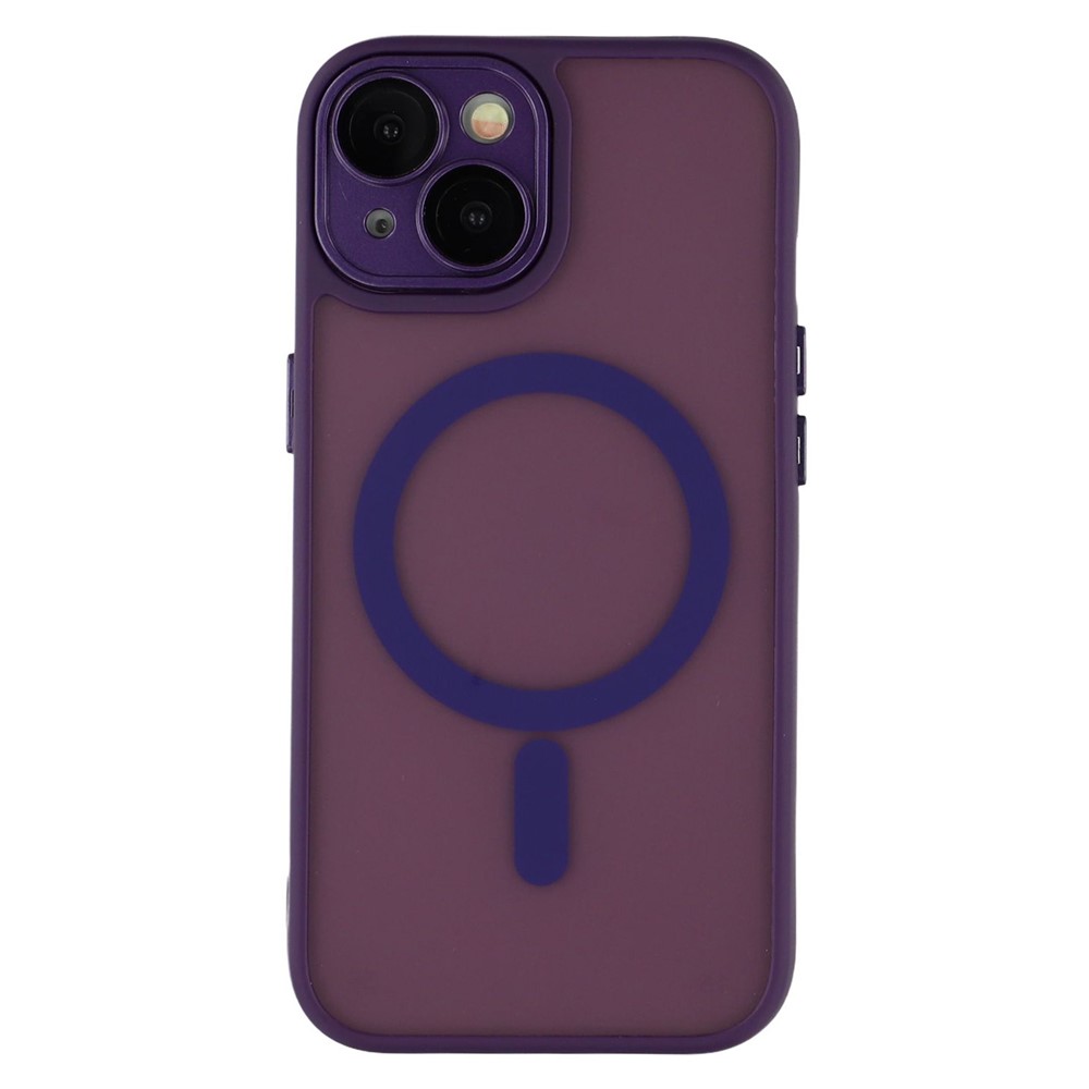 For iPhone 13 Case Compatible with MagSafe PC + TPU Matte Phone Cover with Glass Lens Film - Dark Purple