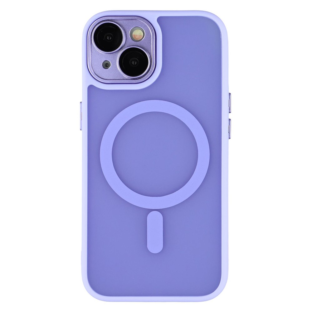 For iPhone 13 Case Compatible with MagSafe PC + TPU Matte Phone Cover with Glass Lens Film - Light Purple