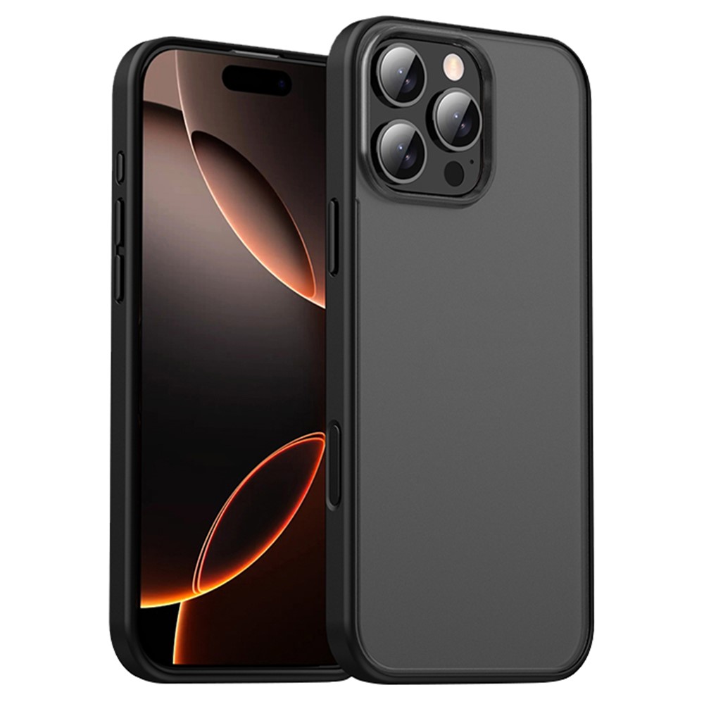 IPAKY For iPhone 16 Pro Max Shockproof Case PC + TPU Matte Phone Back Cover - Black