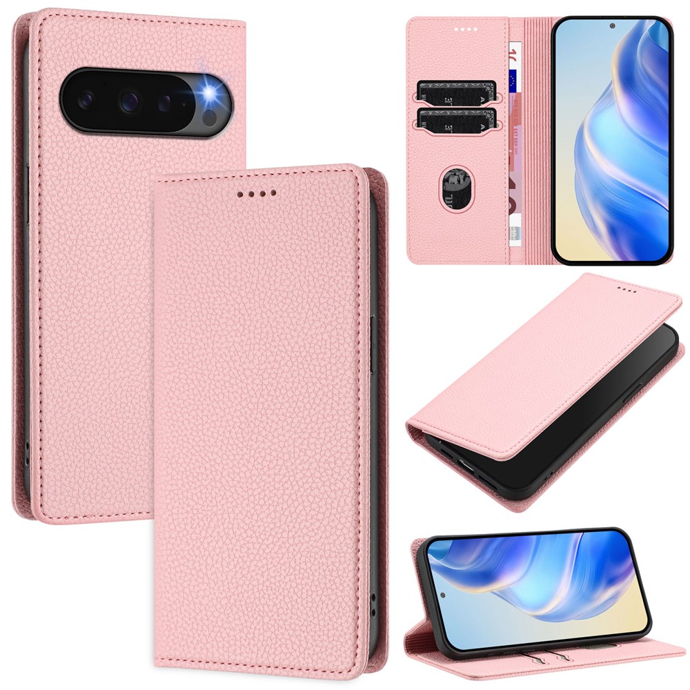 For Google Pixel 10 Pro / 10 / 9 Pro / 9 Wallet Case RFID Blocking Litchi Texture Leather Mobile Cover - Pink