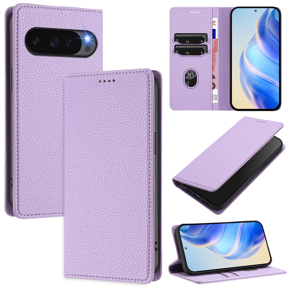 For Google Pixel 10 Pro / 10 / 9 Pro / 9 Wallet Case RFID Blocking Litchi Texture Leather Mobile Cover - Light Purple