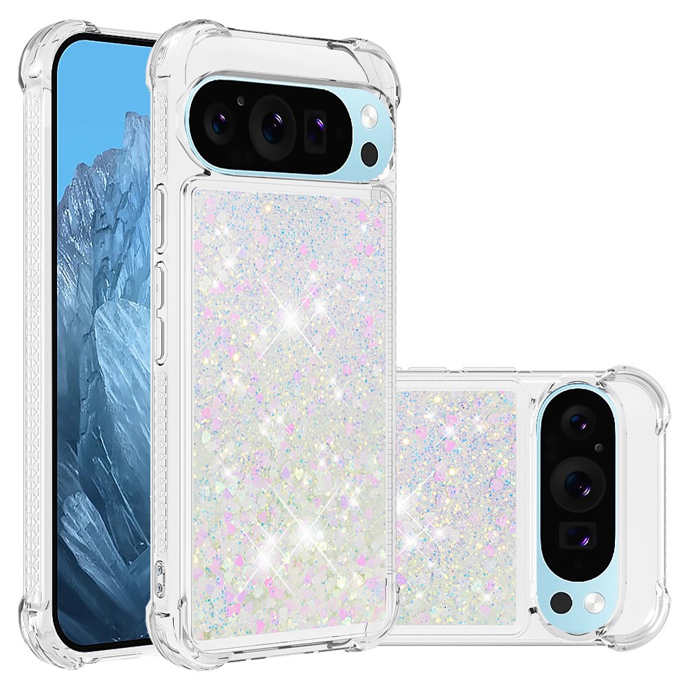 For Google Pixel 10 Pro XL TPU Case Glitter Quicksand Shockproof Phone Back Cover -  Laser / Hearts