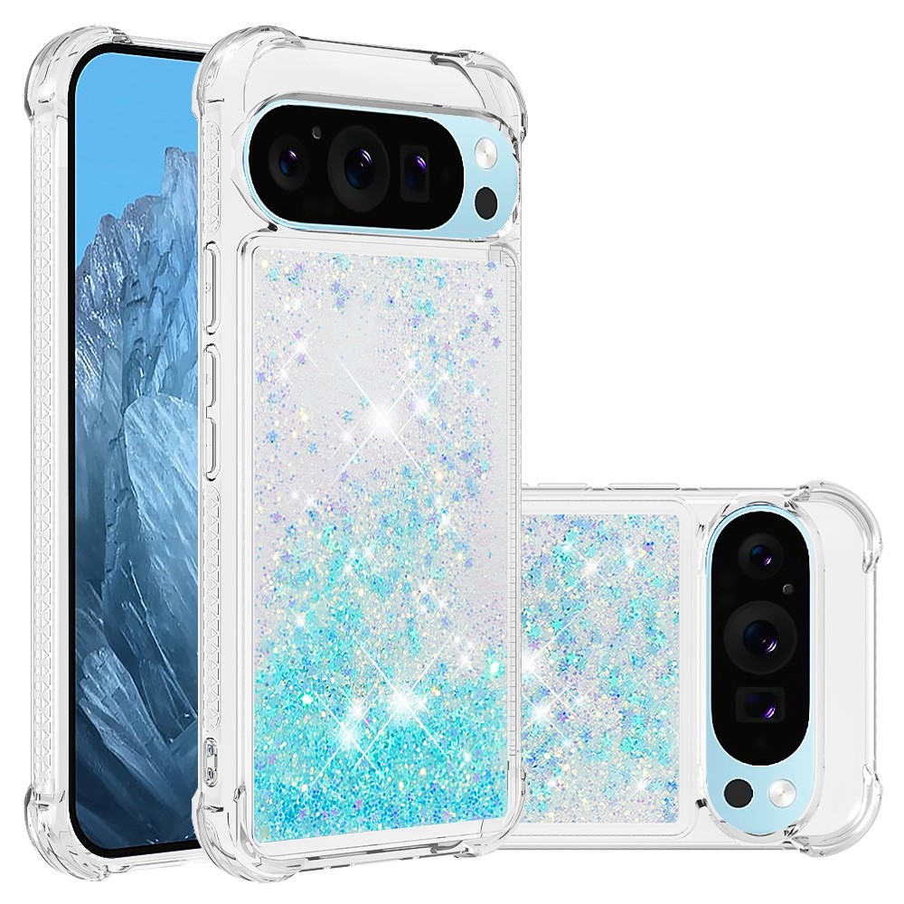 For Google Pixel 10 Pro XL TPU Case Glitter Quicksand Shockproof Phone Back Cover - Blue / Pentagram