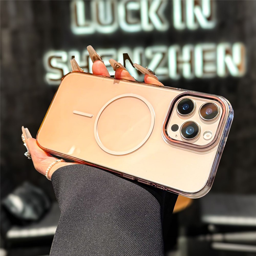 For iPhone 16 Pro Max Magnetic Case Gradient Color Hard PC Phone Back Cover - Desert Gold