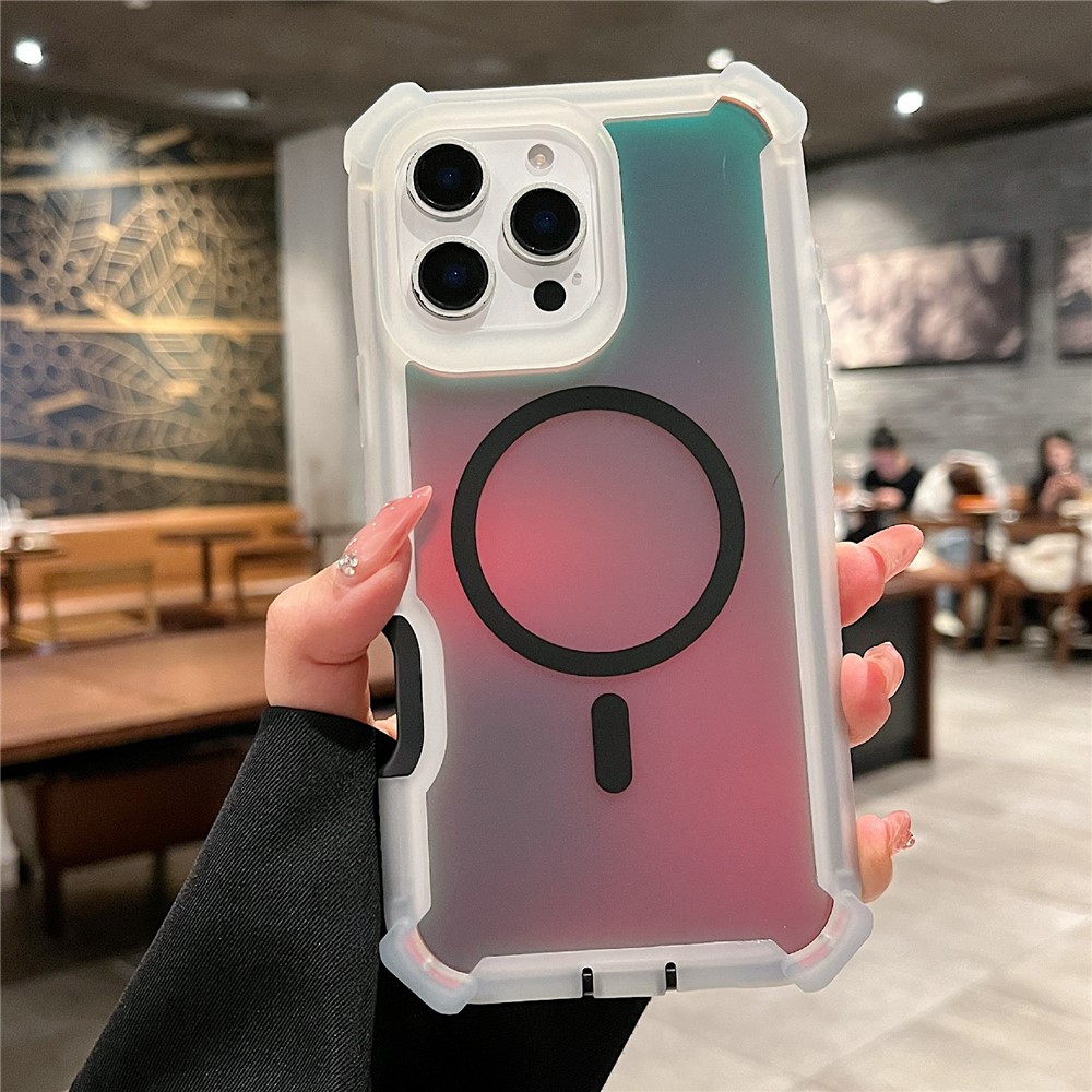 For iPhone 16 Pro Max Magnetic Case Chameleon Anti Drop TPU + PC Phone Cover - Transparent Black