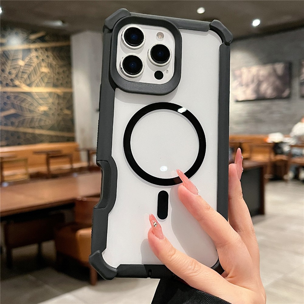 For iPhone 16 Pro Max Case Compatible with MagSafe Clear Anti Drop TPU + PC Phone Cover - Black