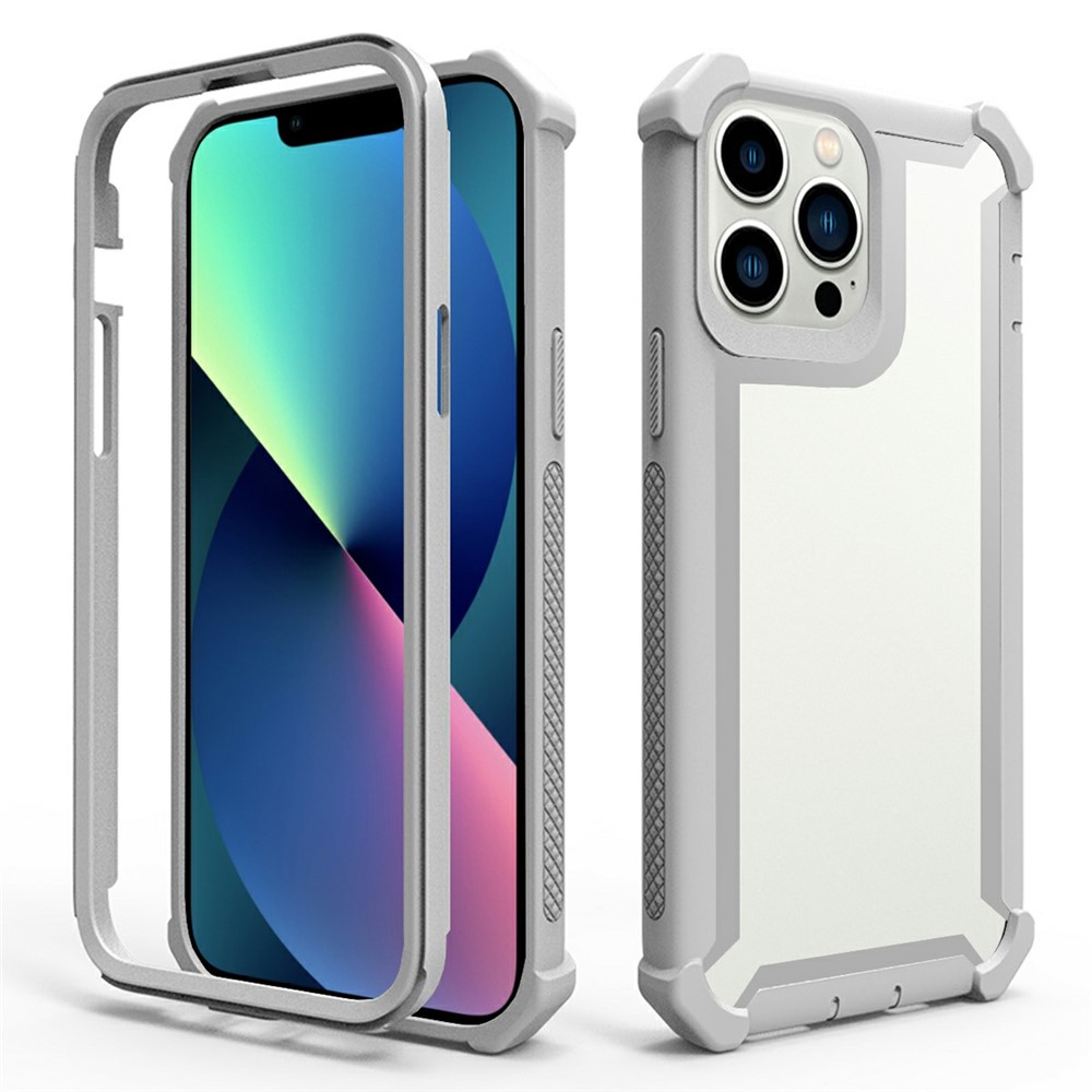 For iPhone 15 Pro Max Case Clear Detachable 2 in 1 Shockproof TPU + PC Phone Back Cover - Grey