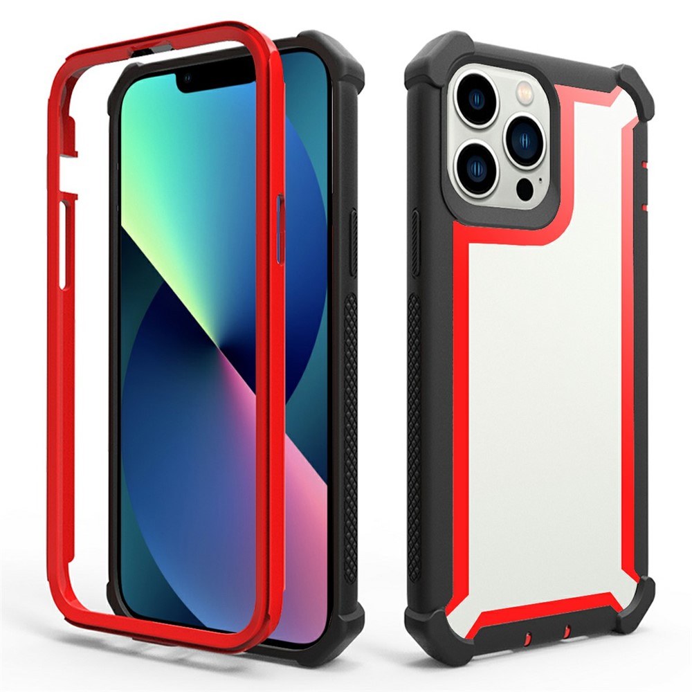For iPhone 15 Pro Max Case Clear Detachable 2 in 1 Shockproof TPU + PC Phone Back Cover - Black  /  Red