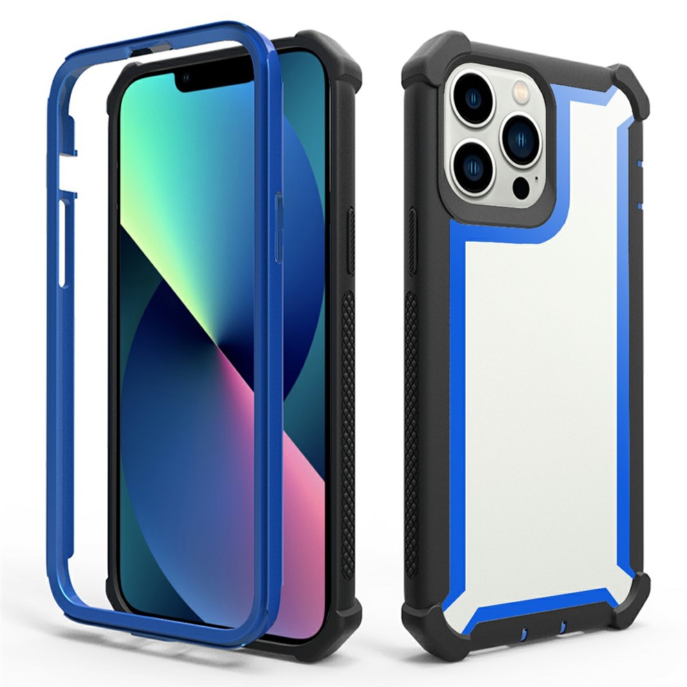 For iPhone 15 Pro Max Case Clear Detachable 2 in 1 Shockproof TPU + PC Phone Back Cover - Black  /  Blue