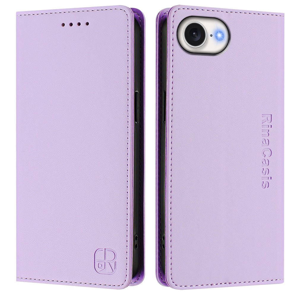 For iPhone 16e Leather Case RINACASIS RC01 Phone Cover with RFID Blocking Wallet Stand - Light Purple