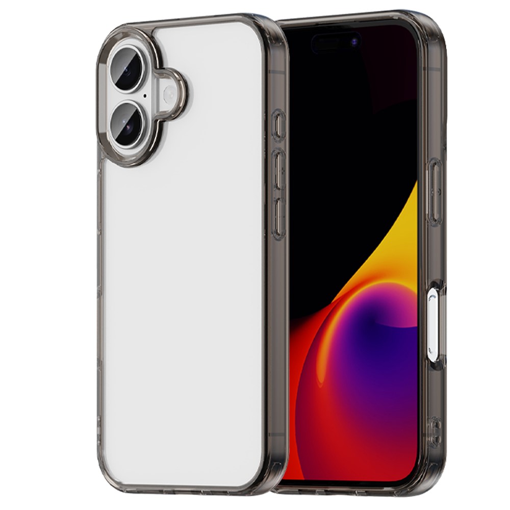 For iPhone 16 Plus Case TPU + Acrylic Phone Back Cover Anti Yellowing - Black