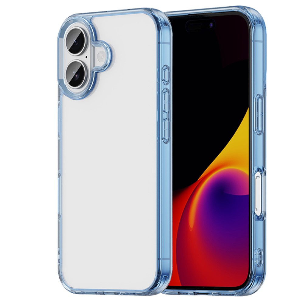 For iPhone 16 Plus Case TPU + Acrylic Phone Back Cover Anti Yellowing - Blue