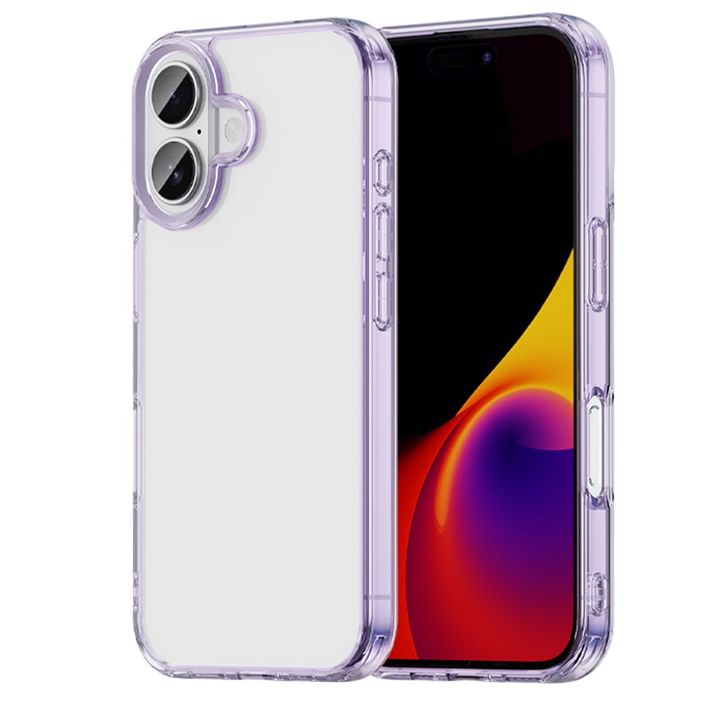 For iPhone 16 Plus Case TPU + Acrylic Phone Back Cover Anti Yellowing - Purple