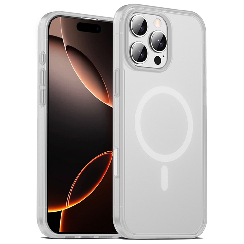 IPAKY For iPhone 16 Pro Max Magnetic Case Shockproof TPU + PC Matte Phone Back Cover - Translucent