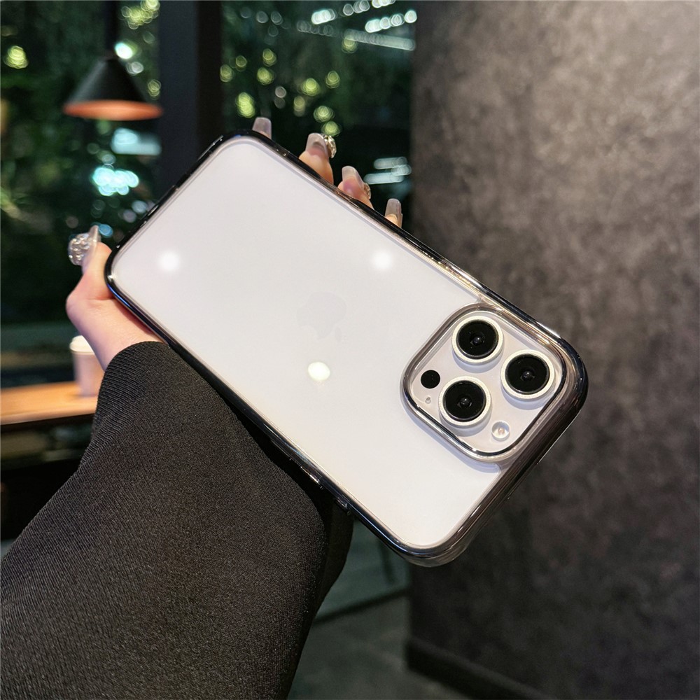 For iPhone 15 Pro Max Crystal Clear Case TPU + Acrylic Shockproof Phone Cover - Transparent Black