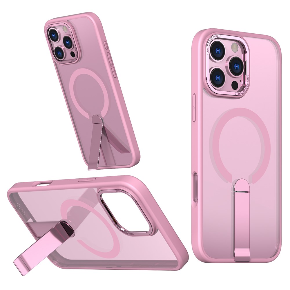 For iPhone 16 Pro Max Case Compatible with MagSafe Kickstand TPU + Acrylic Phone Cover - Pink