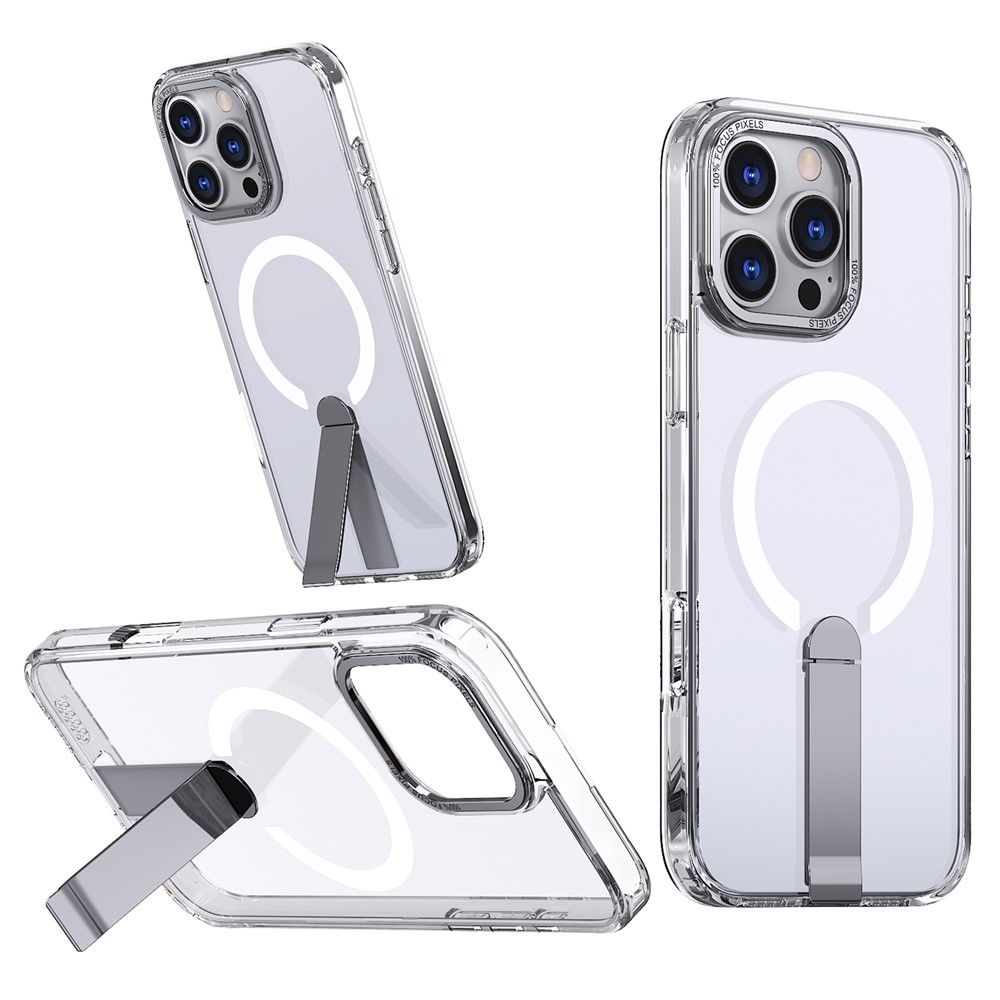 For iPhone 16 Pro Max Case Compatible with MagSafe Kickstand TPU + Acrylic Phone Cover - Transparent