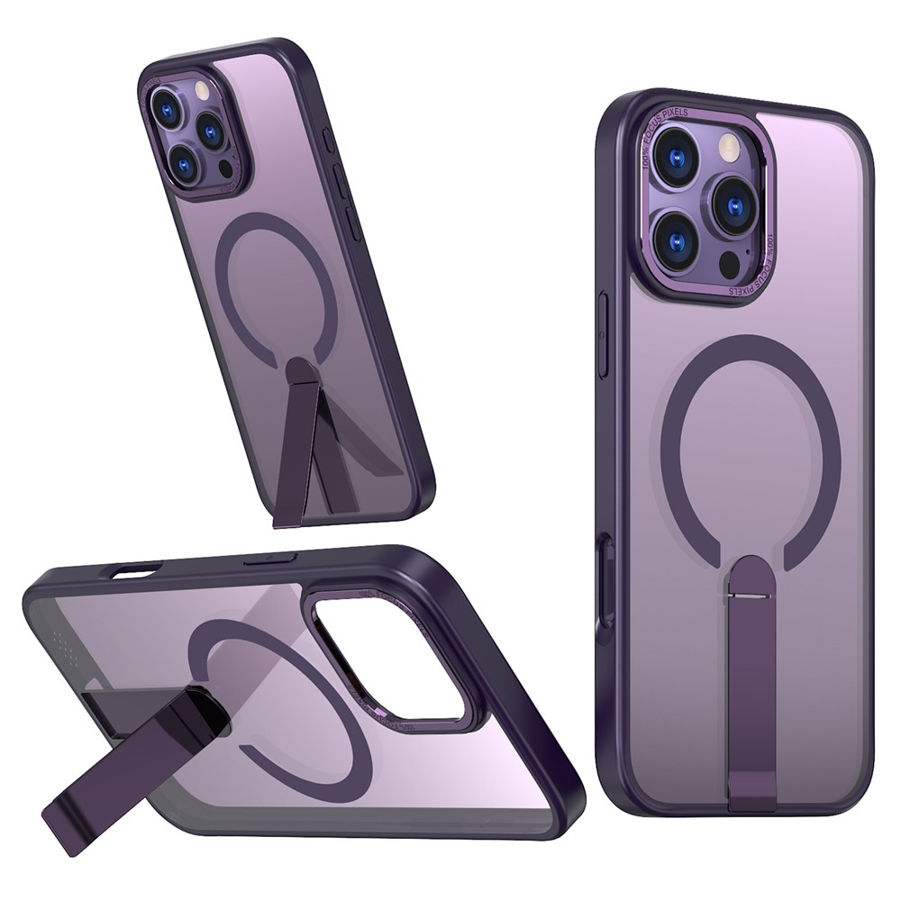 For iPhone 16 Pro Max Case Compatible with MagSafe Kickstand TPU + Acrylic Phone Cover - Dark Purple