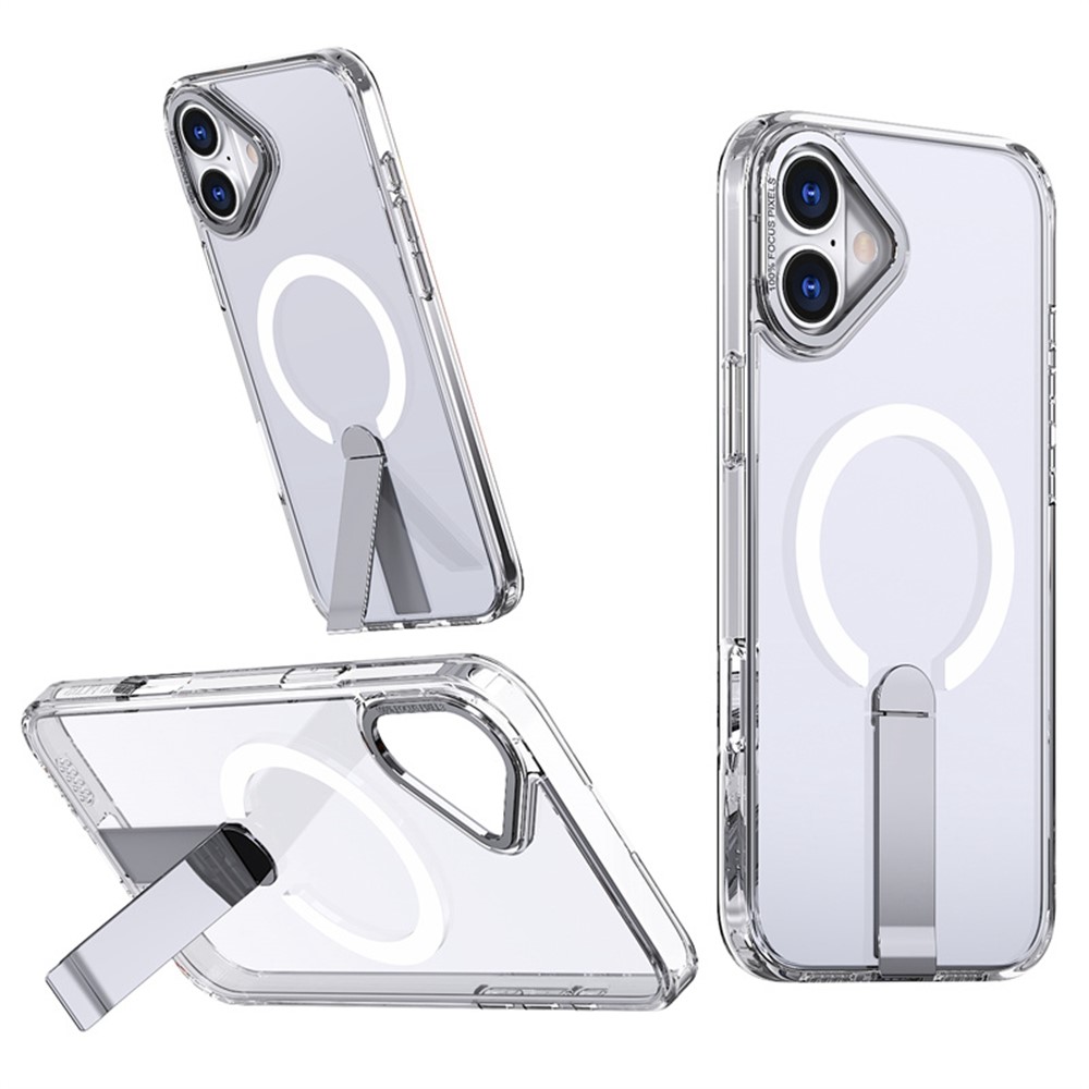 For iPhone 16 Plus Case Compatible with MagSafe Kickstand TPU + Acrylic Phone Cover - Transparent