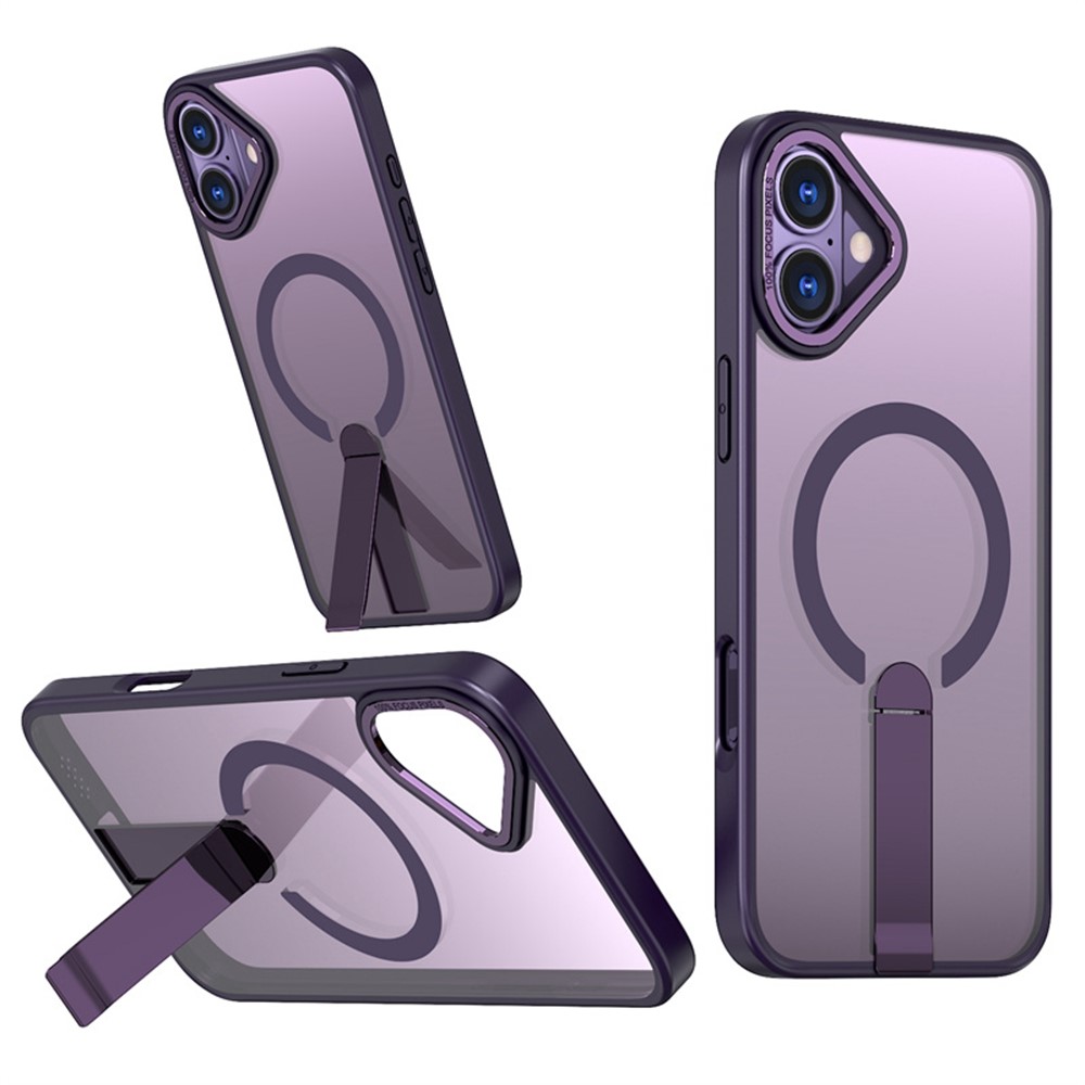 For iPhone 16 Plus Case Compatible with MagSafe Kickstand TPU + Acrylic Phone Cover - Dark Purple