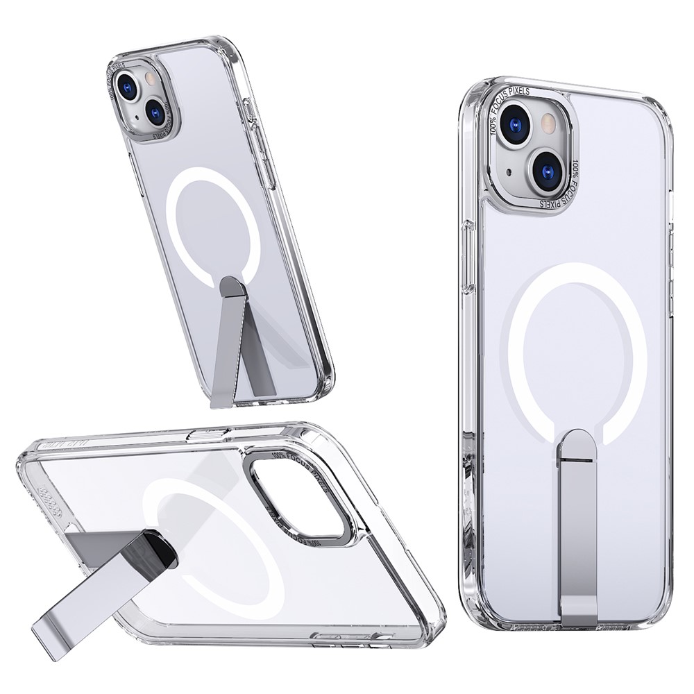 For iPhone 14 Plus Case Compatible with MagSafe Kickstand TPU + Acrylic Phone Cover - Transparent