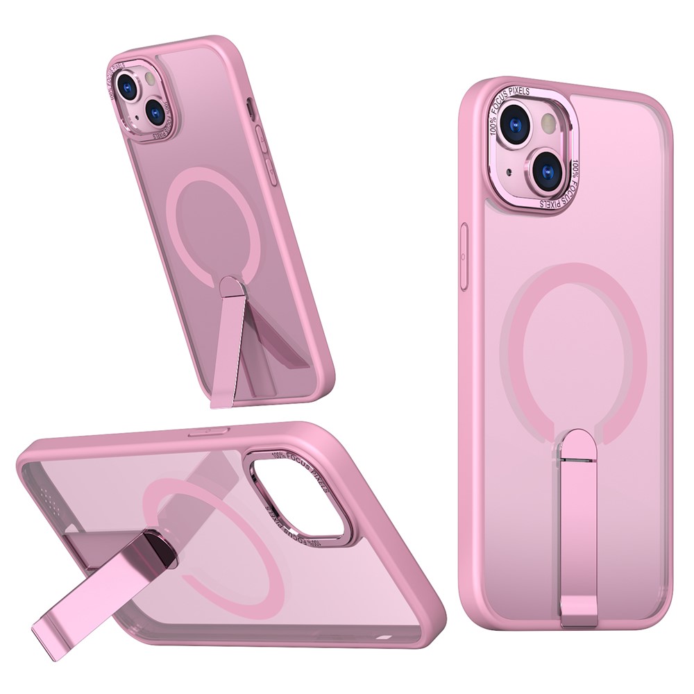 For iPhone 14 Plus Case Compatible with MagSafe Kickstand TPU + Acrylic Phone Cover - Pink