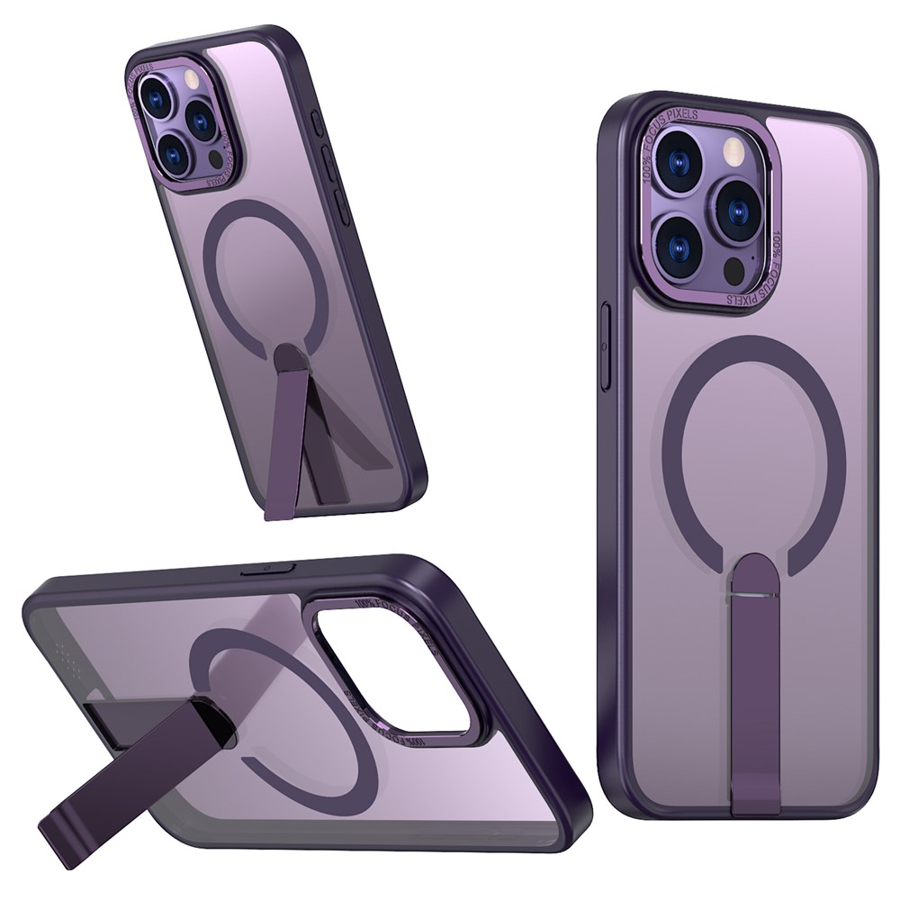 For iPhone 15 Pro Max Case Compatible with MagSafe Kickstand TPU + Acrylic Phone Cover - Dark Purple