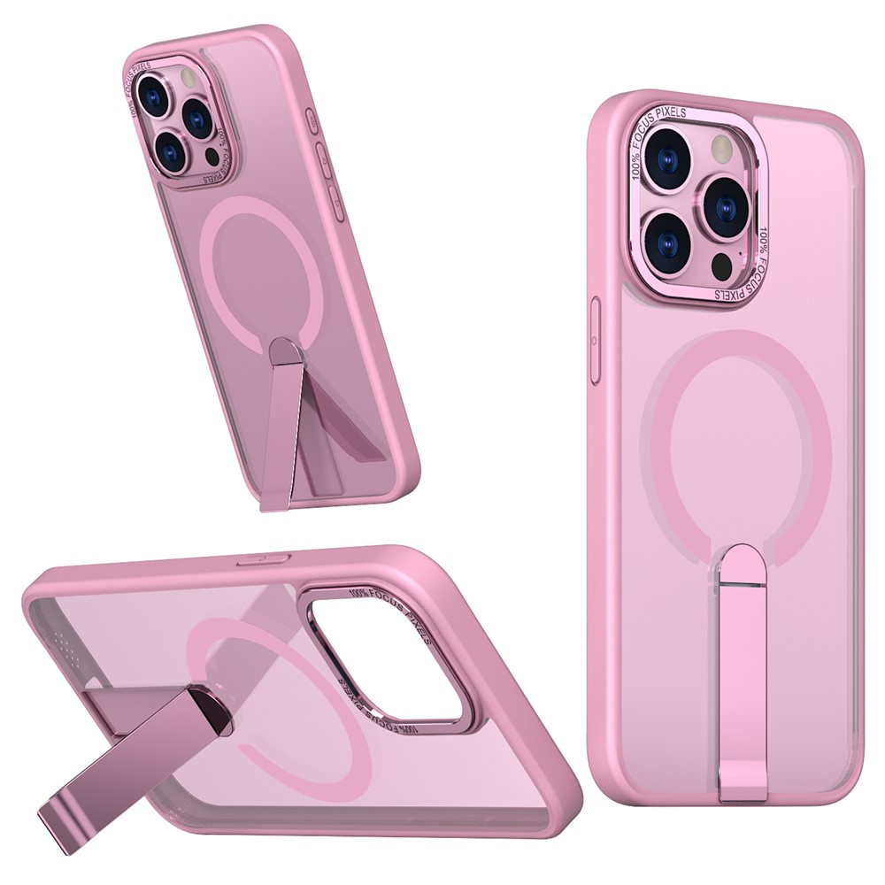 For iPhone 13 Pro Case Compatible with MagSafe Kickstand TPU + Acrylic Phone Cover - Pink