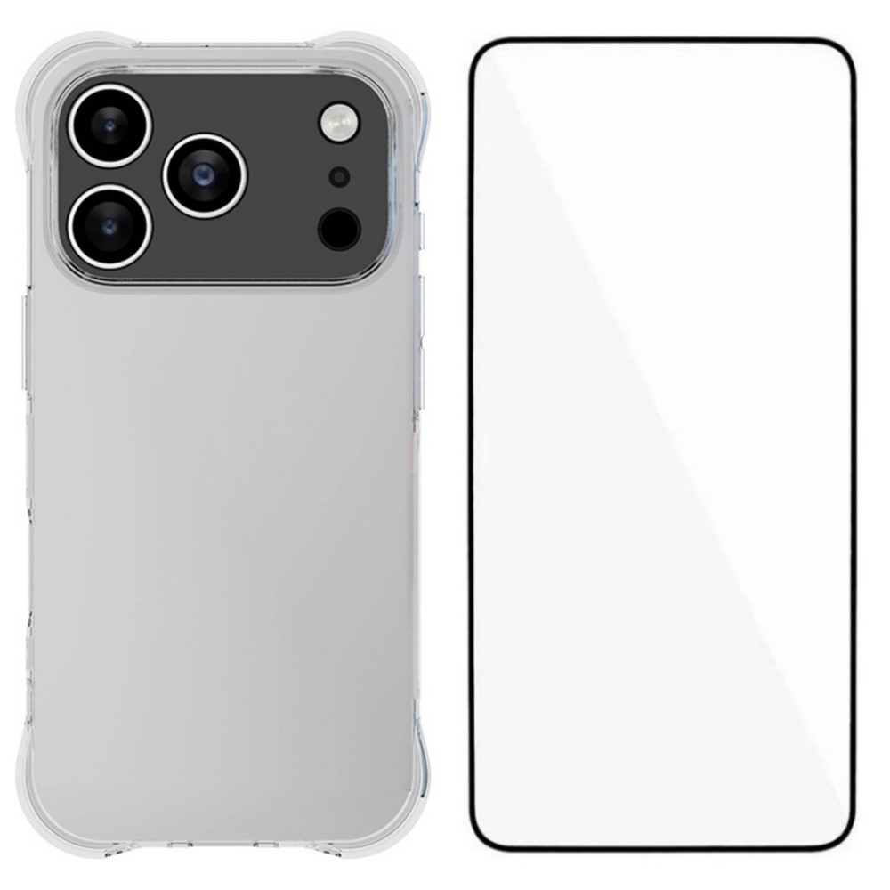 For iPhone 17 Pro Case WANLONFENG WL Series 2.0mm TPU Phone Cover with Tempered Glass Film - Transparent