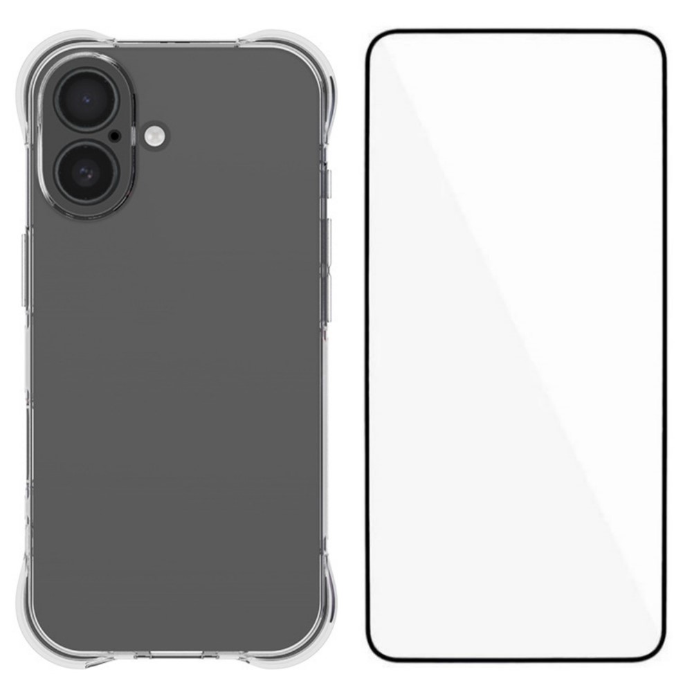 For iPhone 17 Case WANLONFENG WL Series 2.0mm TPU Phone Cover with Tempered Glass Film - Transparent