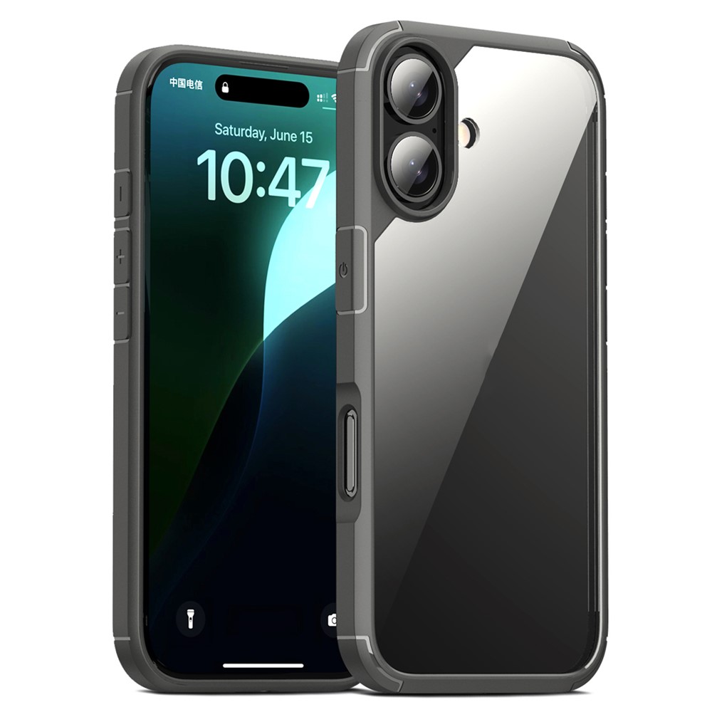 Bulk Purchasing For iPhone 16 Plus Case Reinforced Corner TPU + PC Clear Back Cover - Grey