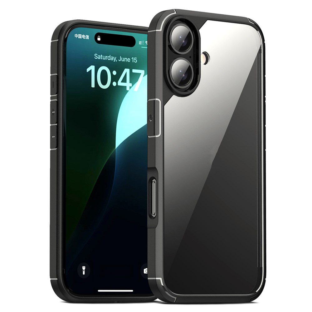 Bulk Purchasing For iPhone 16 Plus Case Reinforced Corner TPU + PC Clear Back Cover - Black