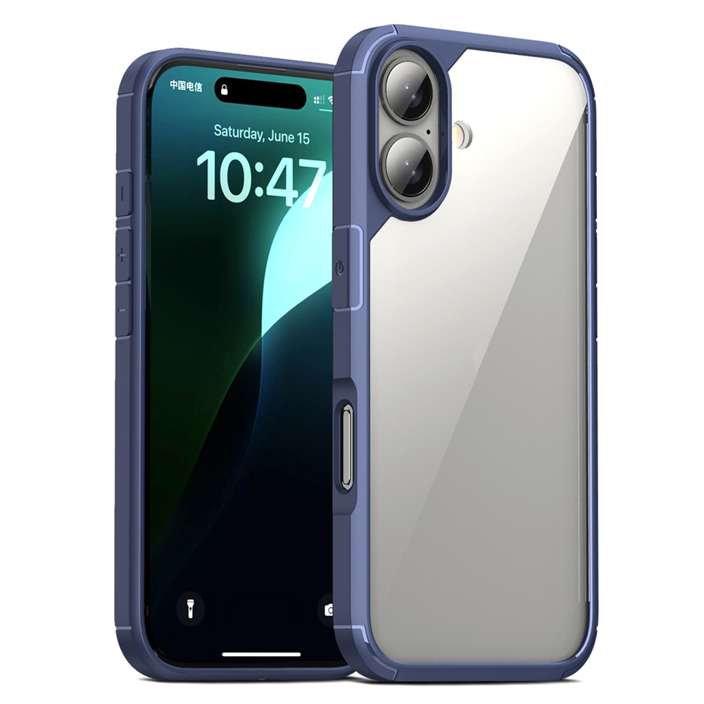 Bulk Purchasing For iPhone 16 Plus Case Reinforced Corner TPU + PC Clear Back Cover - Navy Blue