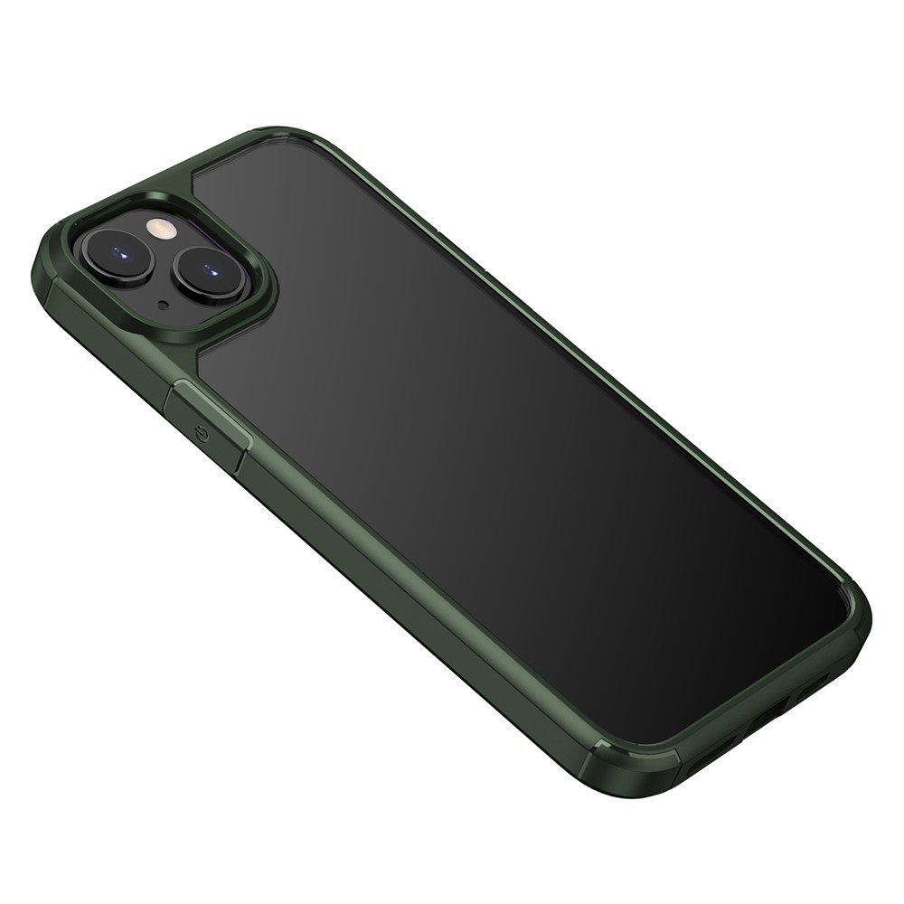 Bulk Purchasing For iPhone 14 / 13 Case Reinforced Corner TPU + PC Clear Back Cover - Blackish Green
