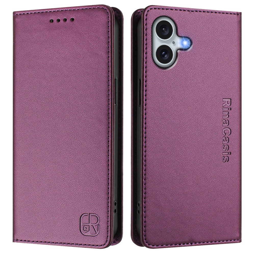 For iPhone 16 Plus Leather Case RINACASIS RC01 Phone Cover with RFID Blocking Wallet Stand - Violet
