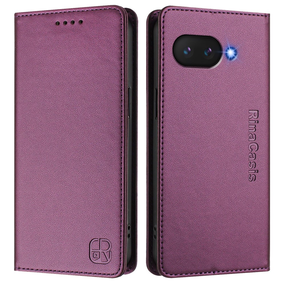 For Google Pixel 9a Leather Case RINACASIS RC01 Phone Cover with RFID Blocking Wallet Stand - Violet