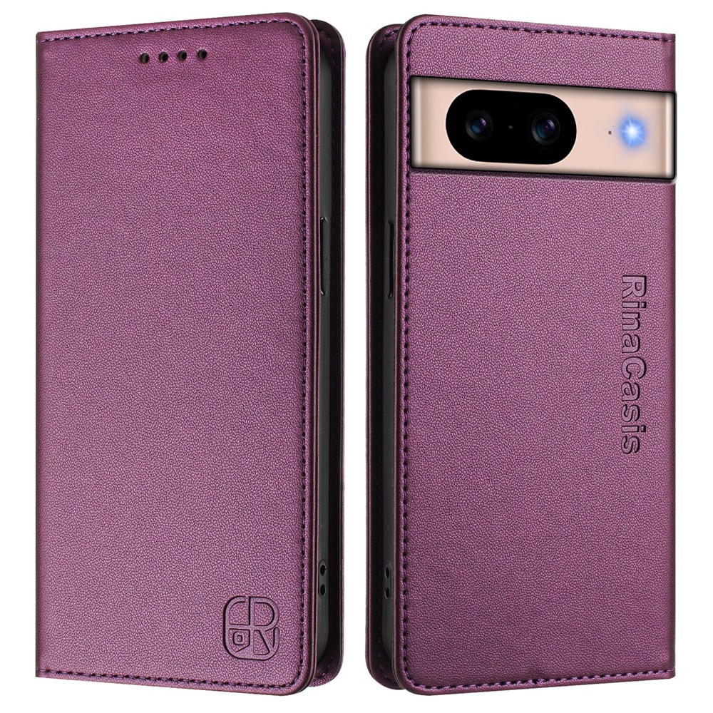 For Google Pixel 8a Leather Case RINACASIS RC01 Phone Cover with RFID Blocking Wallet Stand - Violet