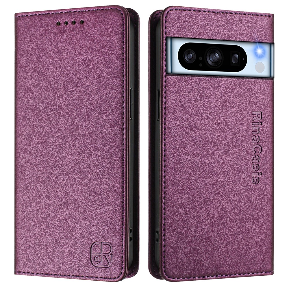 For Google Pixel 8 Pro Leather Case RINACASIS RC01 Phone Cover with RFID Blocking Wallet Stand - Violet