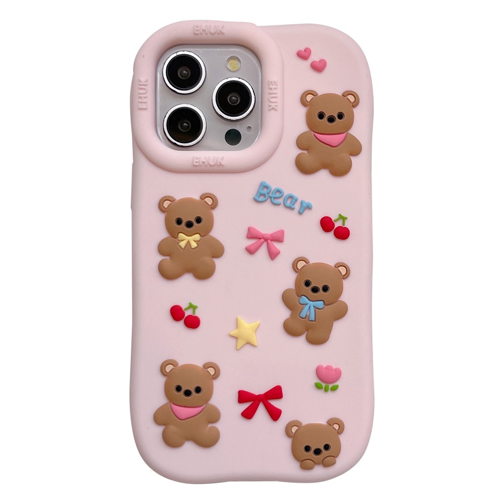 For iPhone 16 Pro Max Silicone Case Shockproof Anti Slip Cute Five Bears Design Phone Back Cover
