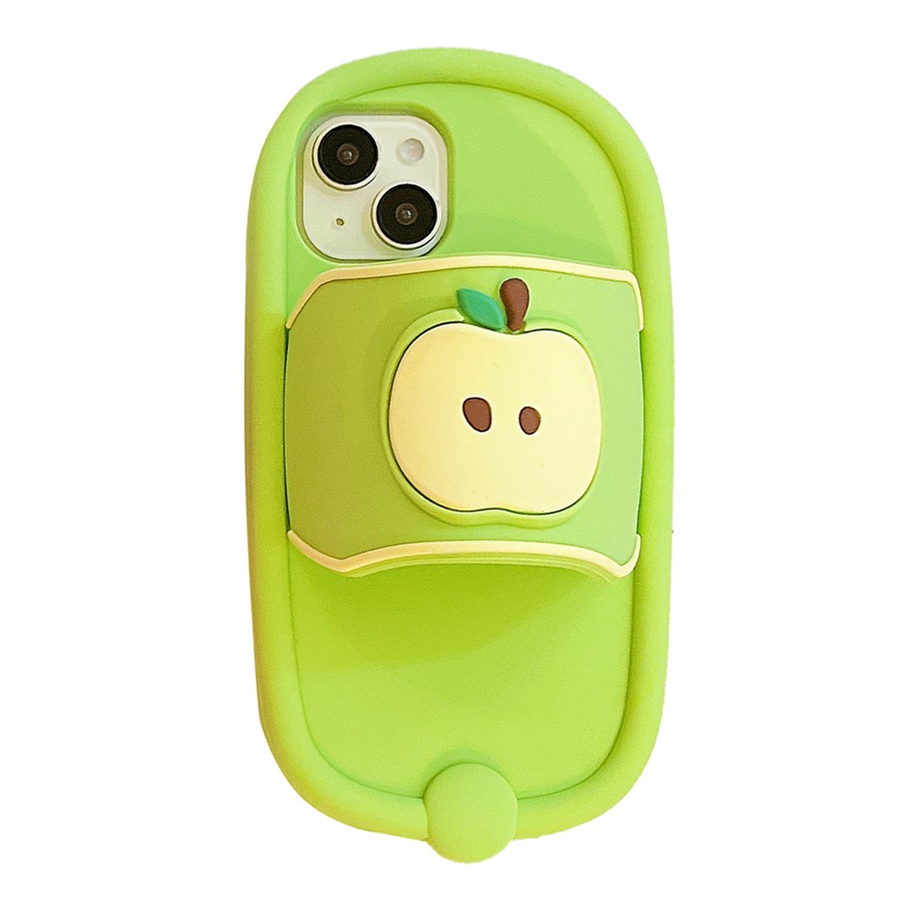 For iPhone 15 Silicone Case Unique Apple Slipper Style Shockproof Phone Back Cover - Cyan