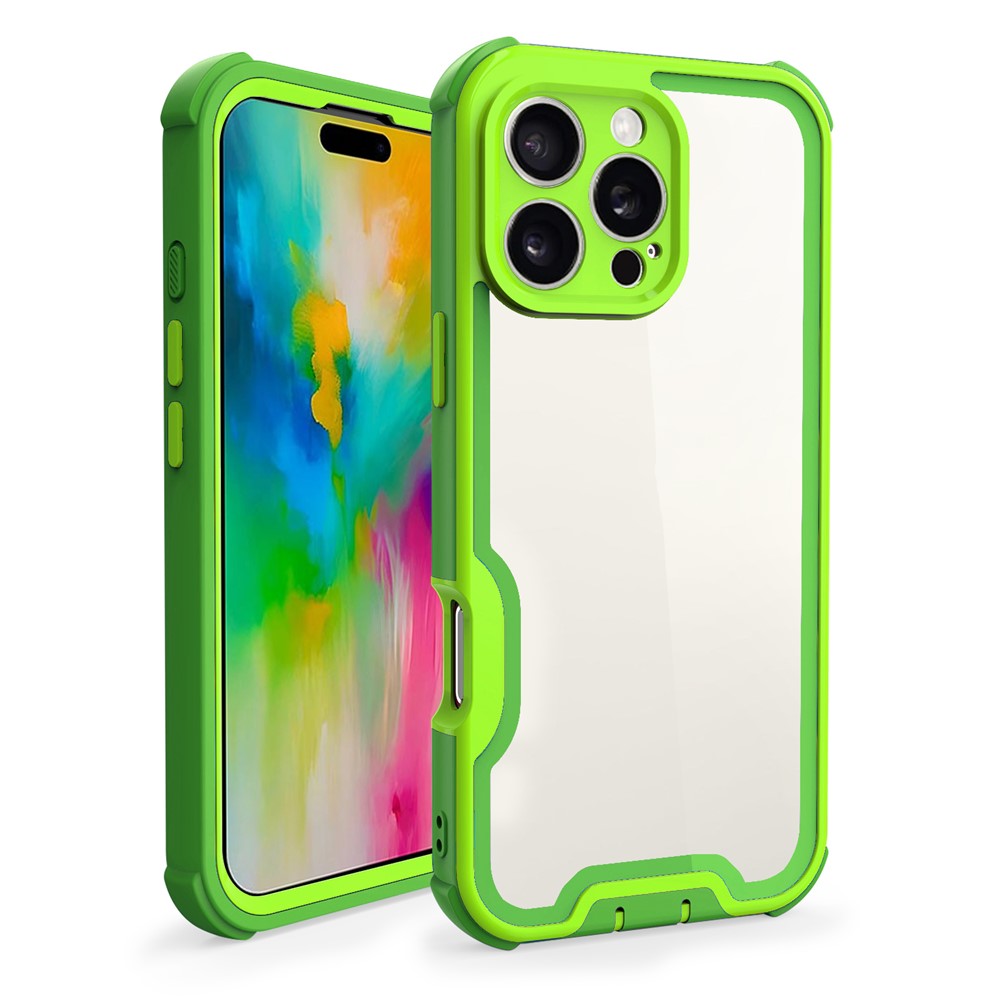 For iPhone 16 Pro Max Case Detachable 4 in 1 TPU + Acrylic + PC Shockproof Phone Cover - Green + Grass Green