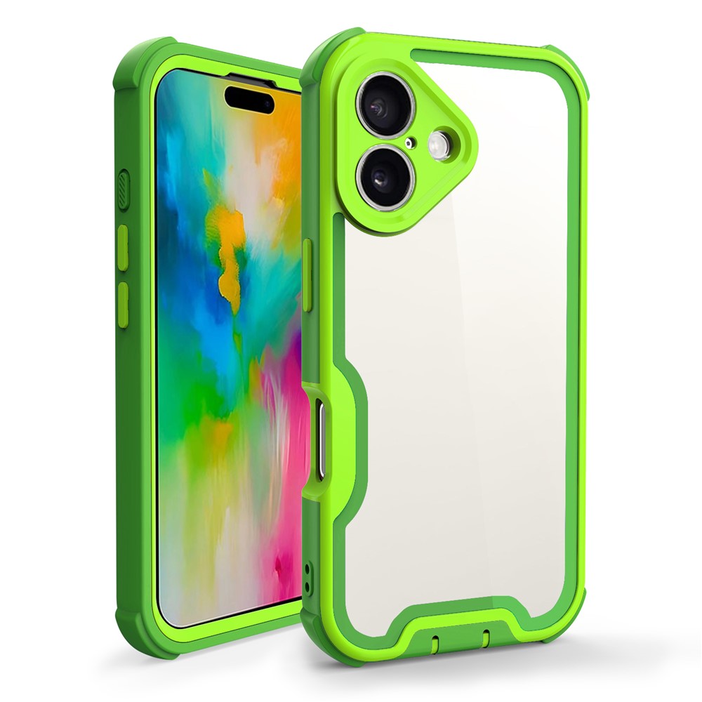 For iPhone 16 Plus Case Detachable 4 in 1 TPU + Acrylic + PC Shockproof Phone Cover - Green + Grass Green